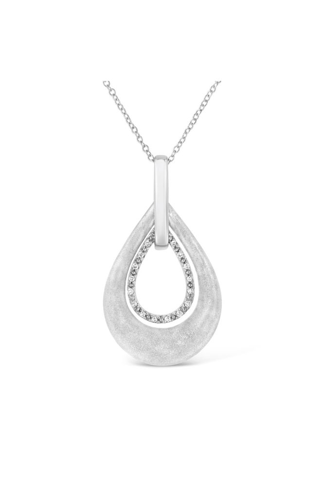 Prong-Set Diamond Accent Fashion Double Drop Design Necklace